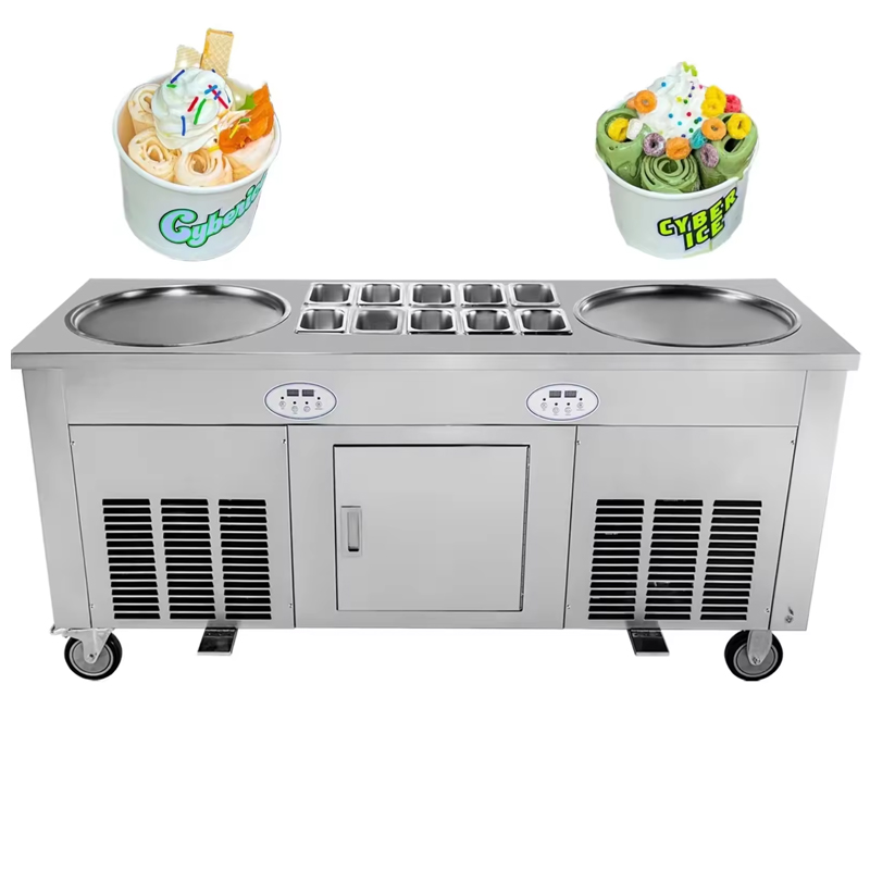 Frozen Yogurt Machine Commercial - Thailändische Tiefkühl-Joghurt-Fritteuse, kommerzielle Eisrollenmaschine, Bratpfanne für