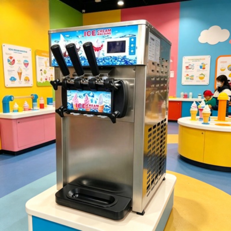 Soft Ice Cream Maker Machine Commercial - Freistehende Eiscrememaschine mit 5 Spenden für