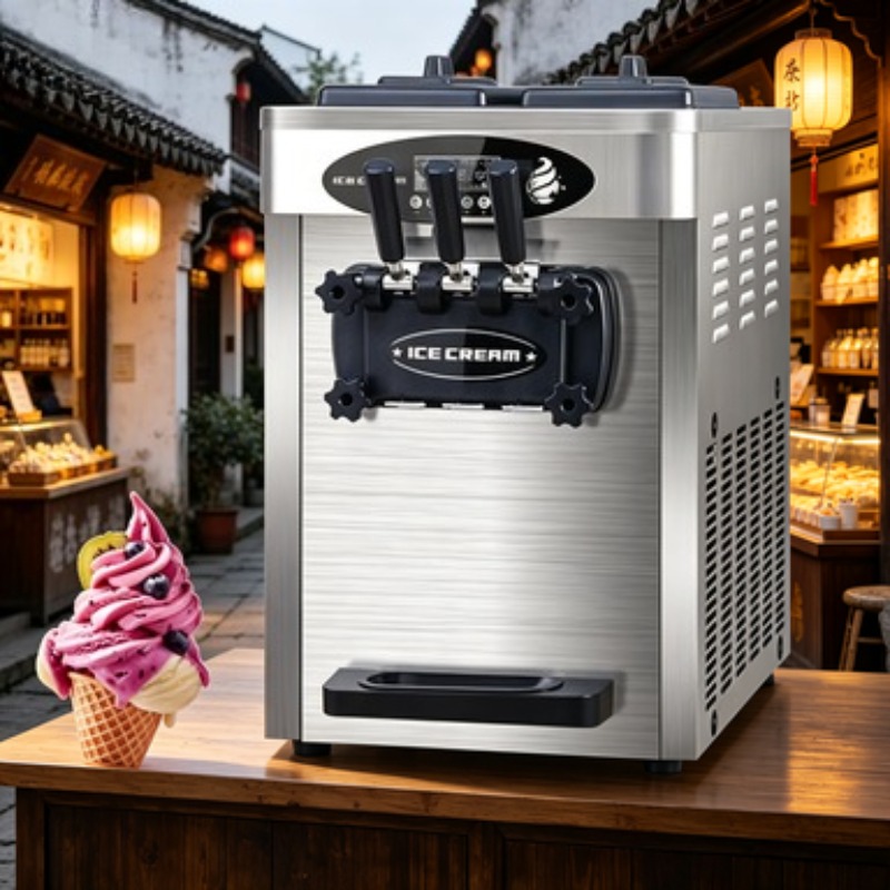 Soft Serve Ice Cream Machine 3 Flavor - 28L/h Hochleistungs-Eismaschine mit 3 Geschmacksrichtungen, Softeis-