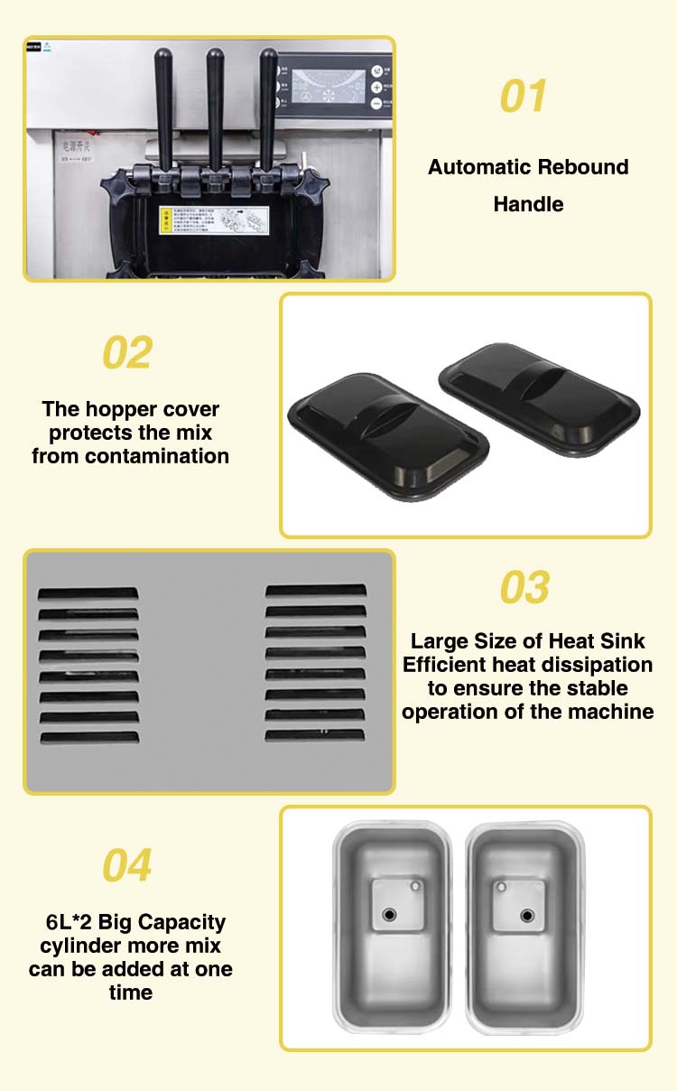 Commercial Gelato Maker Machine - Desktop Mini-Eismaschine 18-26L/H mit automatischem Rückzuggriff,