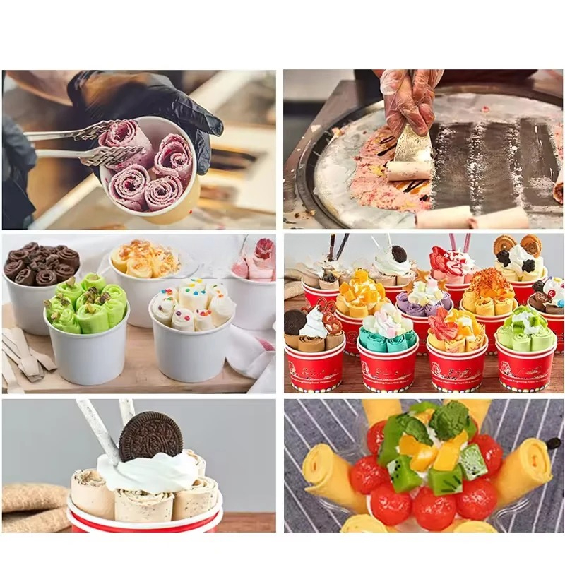 Rolled Ice Cream Machine Fried Plate - Multifunktionale große Einzelteller-Maschine für frittiertes Joghurt,