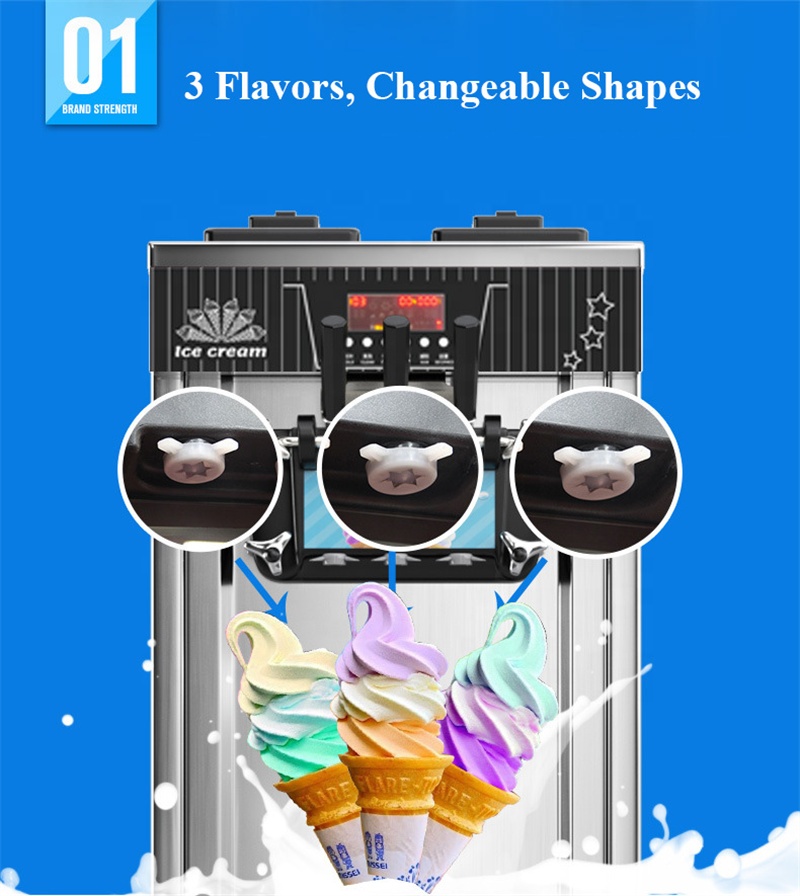 Commercial Ice Cream Machine Countertop - 3-Geschmacksrichtungen Kommerzielle Softeis-Maschine für Theke oder