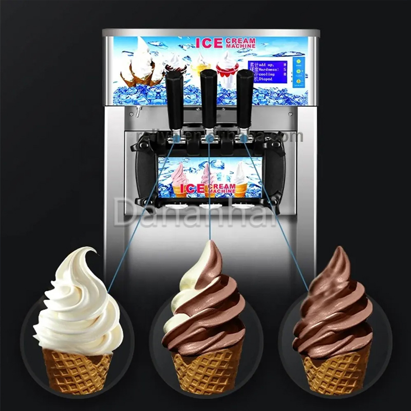 Frozen Yogurt Machine Commercial - Edelstahl-Softeismaschine mit drei Köpfen, automatischer Verkaufsautomat