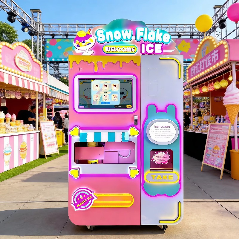 Ice Cream Cone Maker Commercial - Kommerzieller Automatischer Schneeflocken-Eiscreme-Bingsu-Verkaufsautomat mit Münz- und