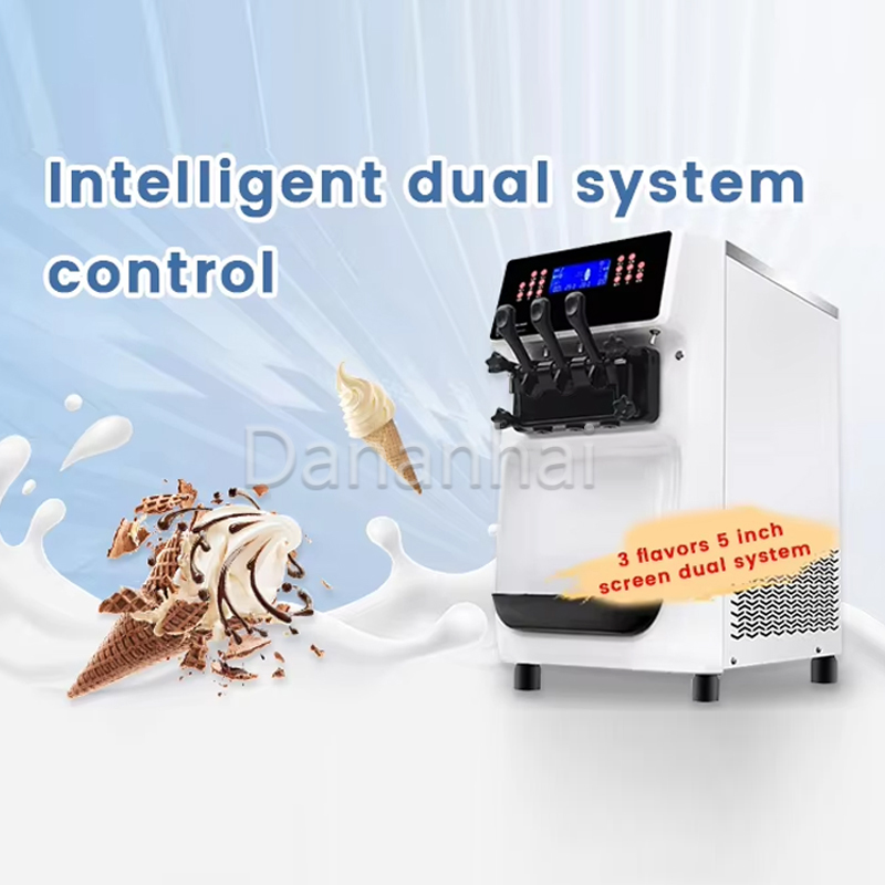 Commercial Ice Cream Machine Countertop - Tisch-Eismaschine mit 3 Geschmacksrichtungen, GT32ERLW, 220V