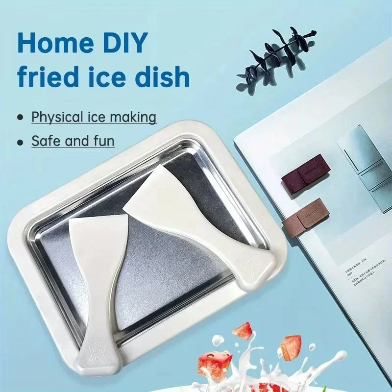 Rolled Ice Cream Machine Fried Plate - Sofort-Eiscreme-Maker-Pfanne mit Schaber DIY Frozen-Yogurt-Maschine