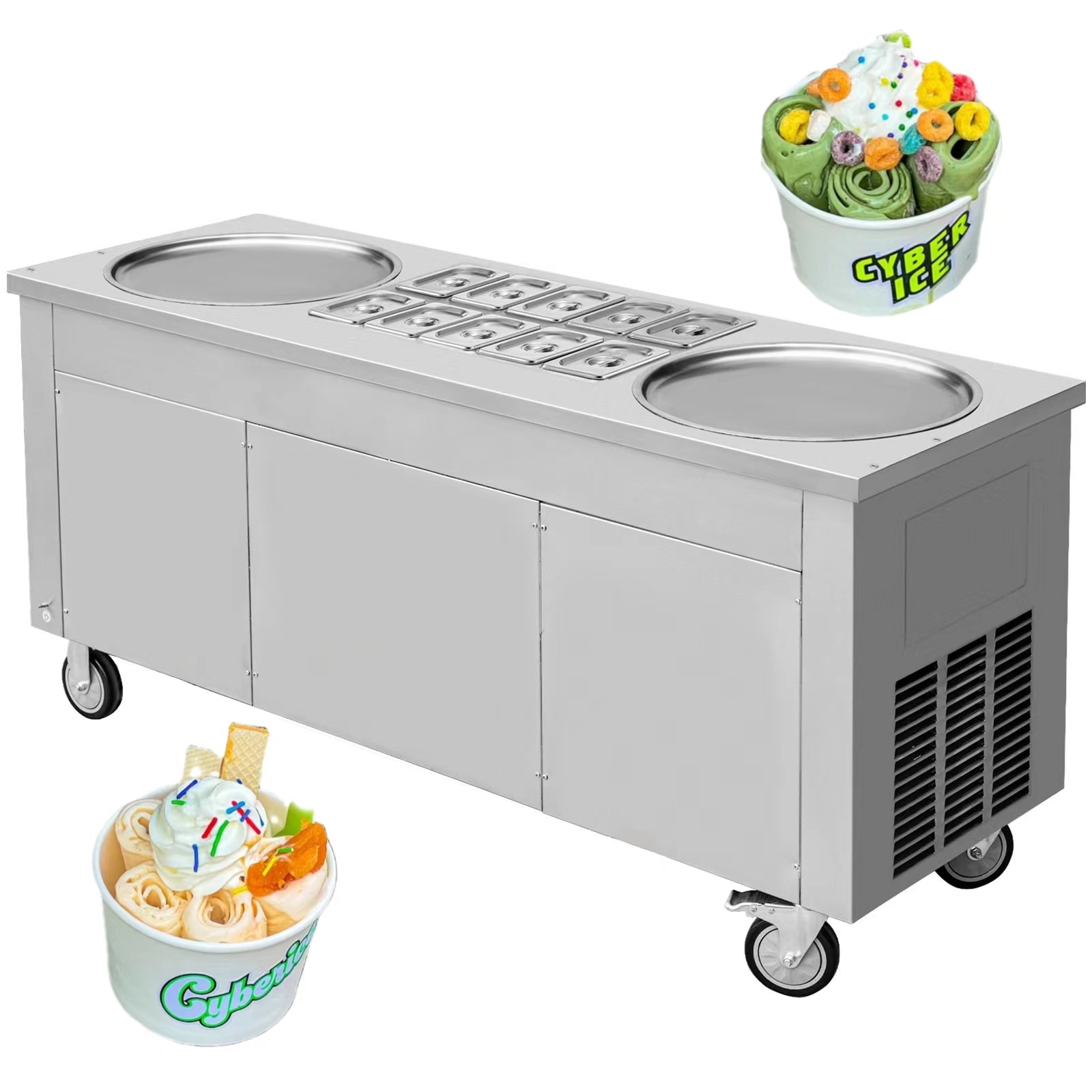 Rollen-Eismaschine, 2800 Watt, – Rolled Ice Cream Machine Fried Plate Bewertung und Preis