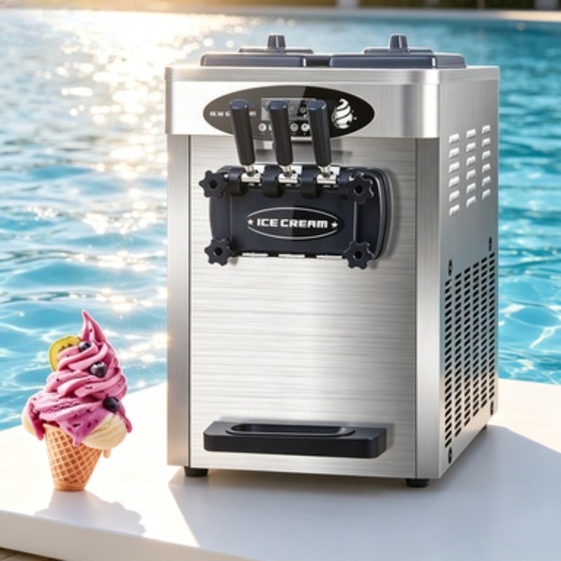 Edelstahl-Eismaschine mit 3 Ge – Soft Serve Ice Cream Machine 3 Flavor Bewertung und Preis