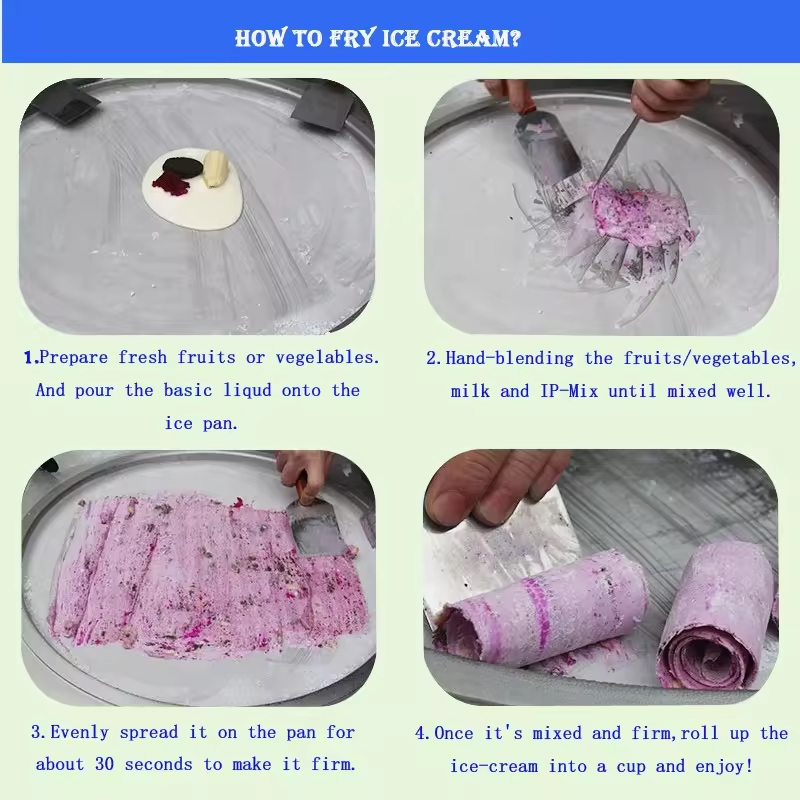 Frische Frucht-Rühr-Eisrolle-M – Rolled Ice Cream Machine Fried Plate Bewertung und Preis