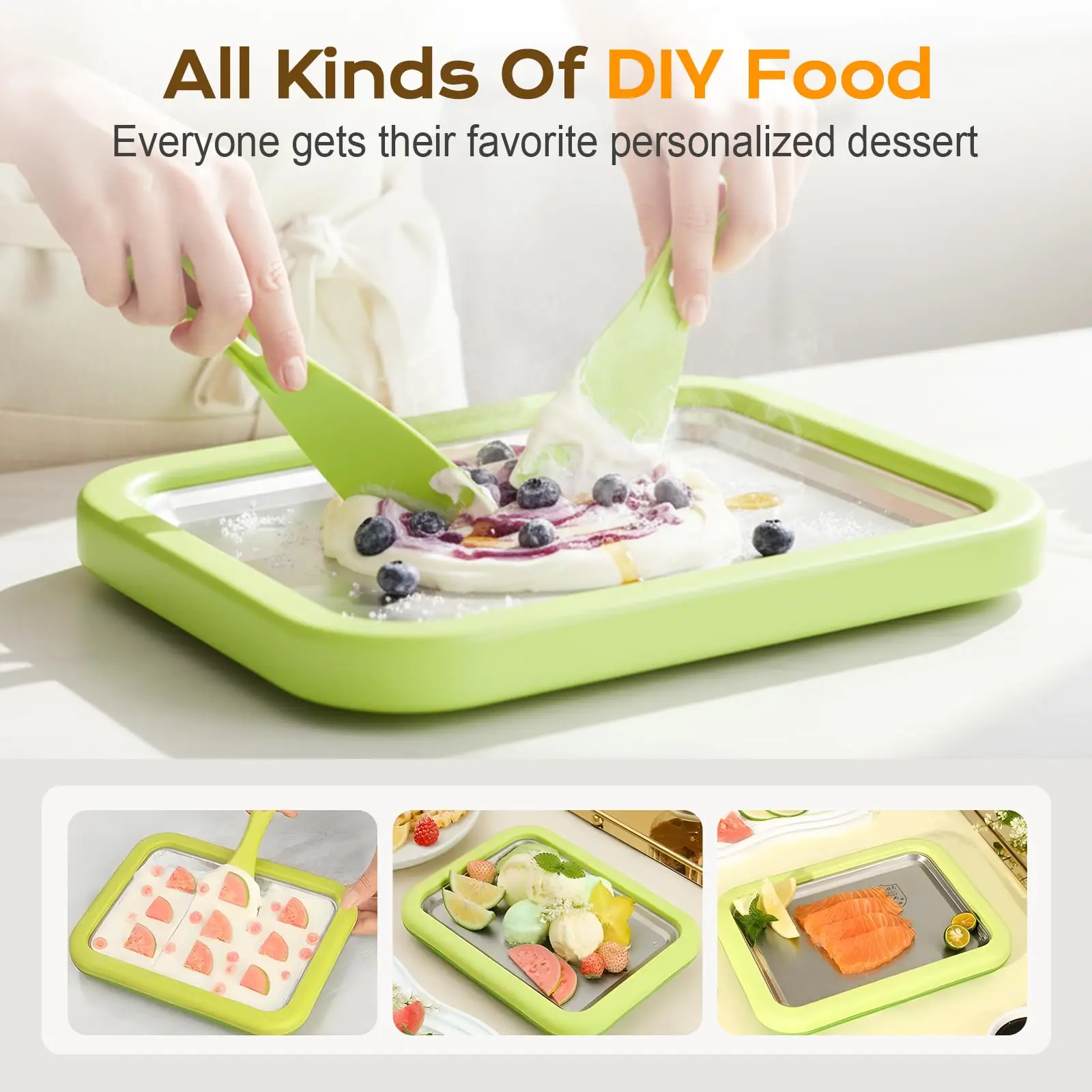 Multifunktionaler Eisrollen-Ma – Frozen Yogurt Machine Commercial Bewertung und Preis